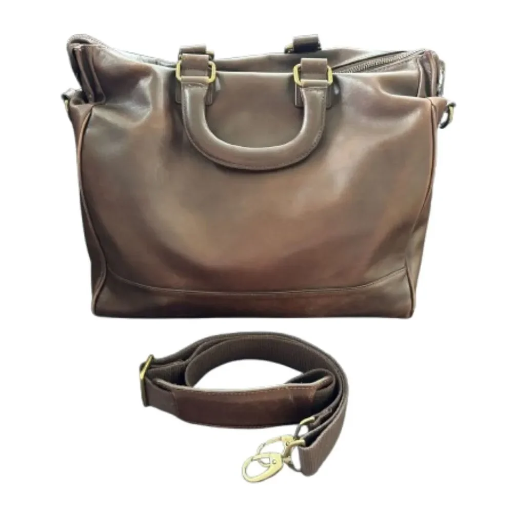 Bosca Brown Italian Leather Briefcase Men's Messenger Bag Tote Laptop Satchel